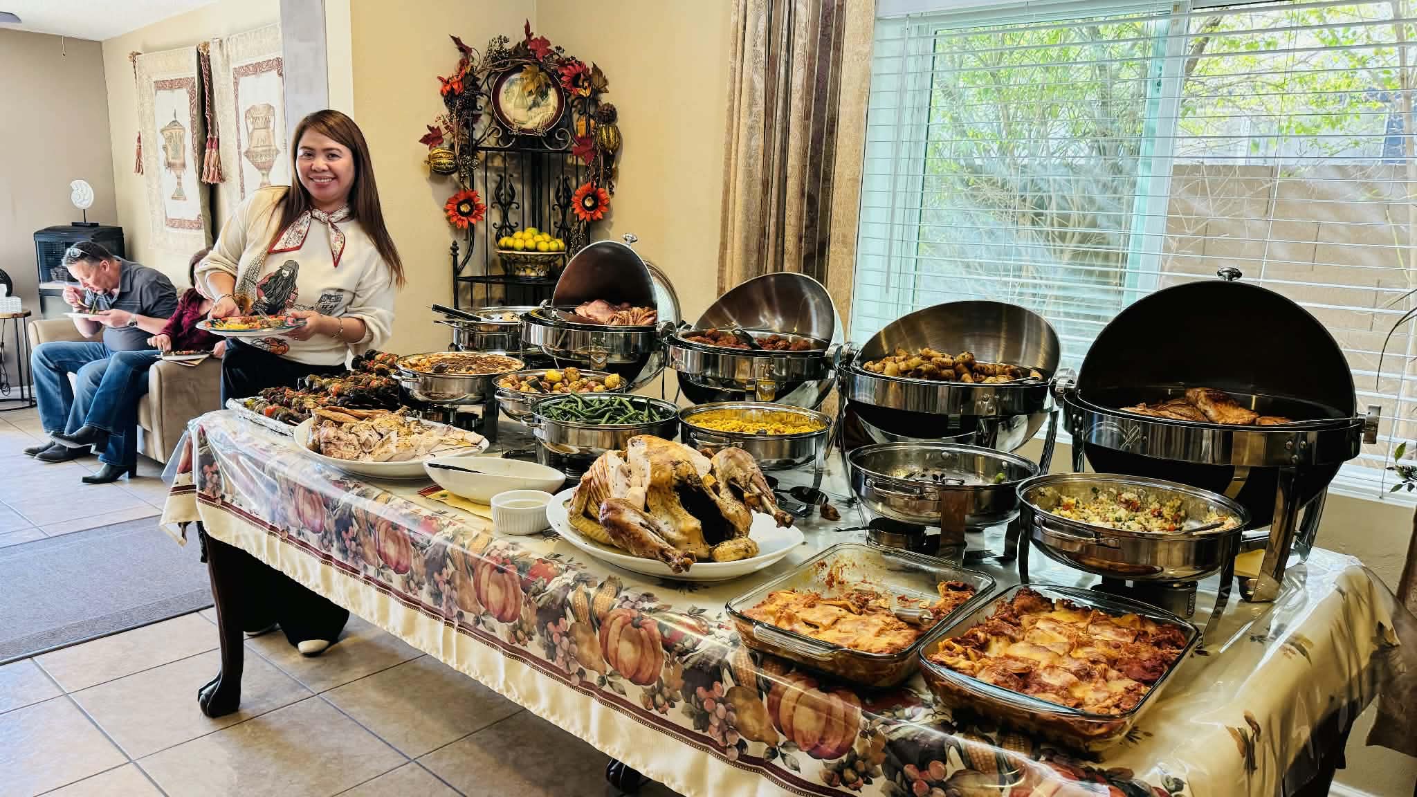 A holiday feast arranged in Rivendell's dining area